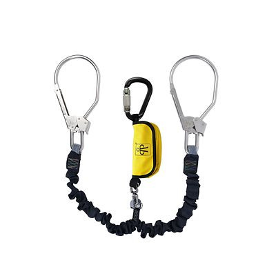 Preising Y-Verbindungsmittel mit Wirbel, Karabiner 1485+1502, 1,5 m, 140 kg, Gewebeschlauch mit Elastikband, 1542_1485_W_1502-015