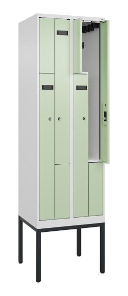 C+P Z-Spind Evolo PLUS, Gestell, 4 Fächer, 2120x600x500mm, 9016/6019, Zylinderschloss, 0490337-204 S10046