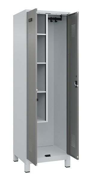 C+P Putzmittel-Spind Evolo PLUS, mit Füßen, 2 Abteile, 1950x600x500mm, 7035/000, Zylinderschloss, 049110-00 S10041