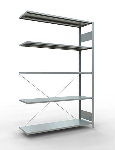 Schulte Fachbodenregal, Anbaufeld, 5 Lagerebenen, Kreuzstrebe, Fachlast 150 kg, 1306 x 436 x 2000 mm, 278712