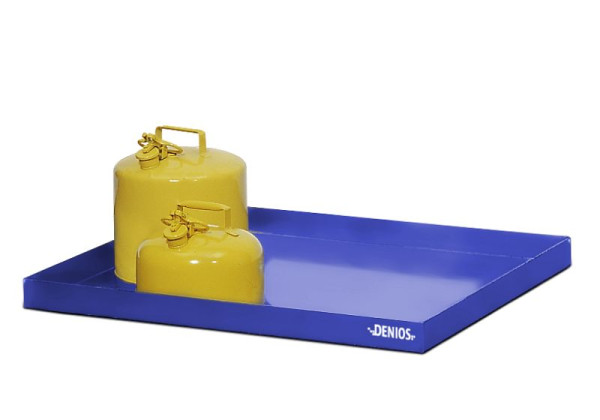DENIOS Kleingebindewanne aus Stahl, 40 Liter Auffangvolumen, 1287 x 600 x 75 mm, 328396