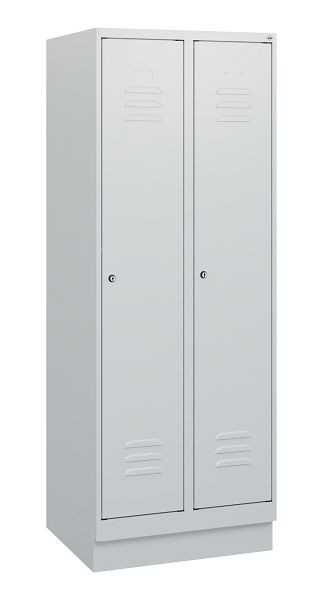 C+P Umkleidespind Classic PLUS, Sockel, 2 Abteile, 1630x600x500mm, 7035/7035, Zylinderschlösser, 0800205-20 S10024