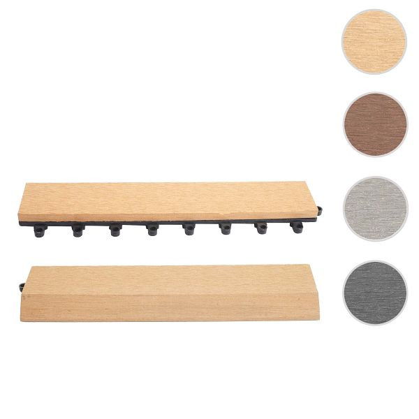 Mendler 2er-Set Abschlussleiste für WPC Bodenfliese Rhone, Abschlussprofil, Holzoptik Terrasse, teak gerade mit Haken, 65091