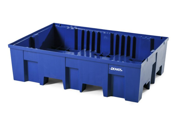 DENIOS Auffangwanne aus Polyethylen (PE) für 2 Fässer à 200 Liter, 865 x 1245 x 350 mm, 328285