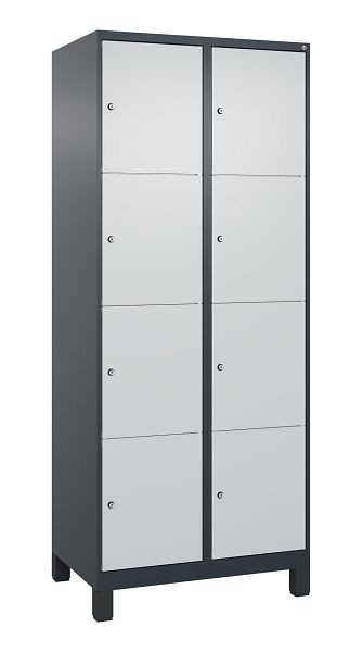 C+P Schließfachschrank Classic PLUS, Füße, 2 Abteile mit je 4 Fächern, 1950x800x500mm, 7016/7035, 080010-224 S10016