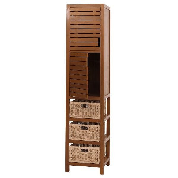 Mendler Teak-Hochschrank HWC-M84, Badschrank Highboard, hochwertiges B-Grade-Teak (Kernholz, 20-30 Jahre) 120x40x40cm, 106747+107817