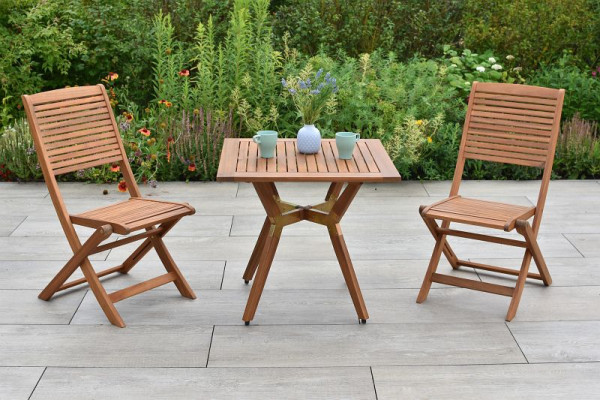 Merxx Bali Set 3-teilig, 2 Klappstühle, 1 Bistrotisch 70 x 70 cm, FSC Akazie, 51149-011