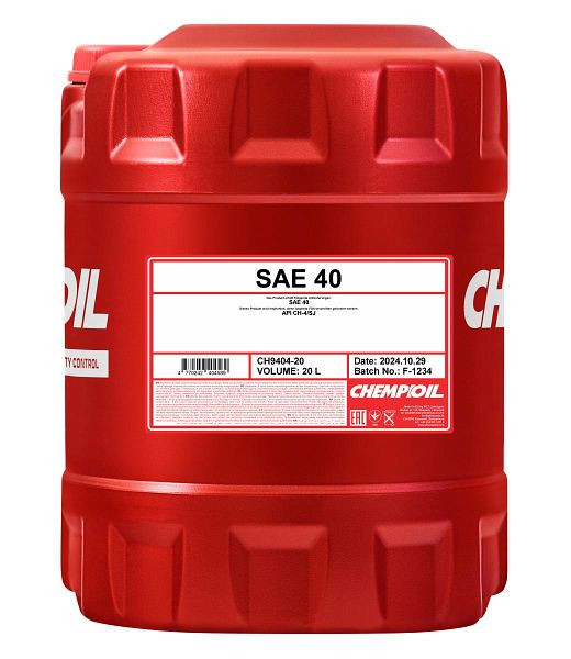 CHEMPIOIL Einbereichsmotorenöl 9404 SAE 40, VE: 20 l, CH9404-20