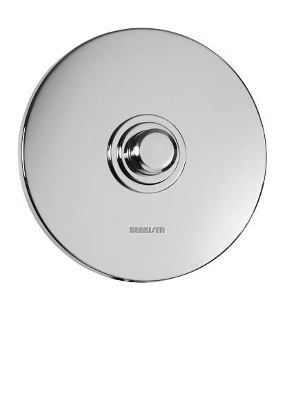 Benkiser WC-Wandeinbau-Druckspüler DN25 mit Deckplatte Durchmesser 185, automatische Regulierung des Spülstroms, Ein-Mengenspülung 6 Liter/Spülung, 8963051