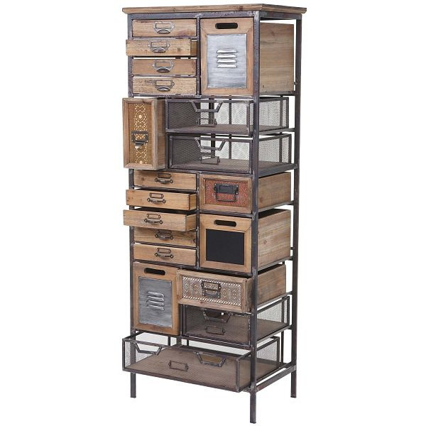 Mendler Apotheker-Schrank HWC-A43, Kommode, Tanne Holz massiv Vintage Shabby-Look 143x56x33cm, 57067