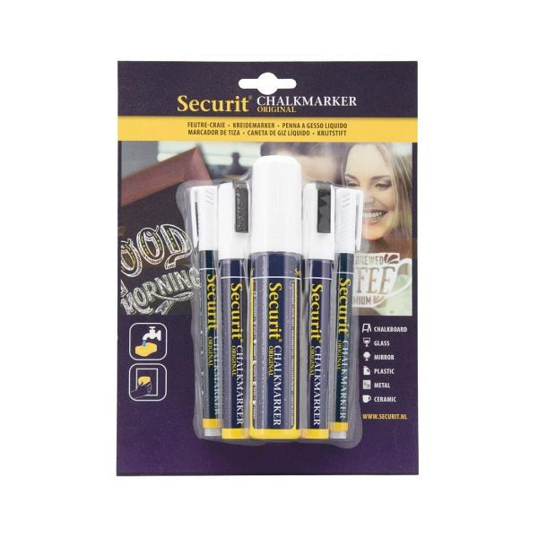 Securit Original Kreidemarker mit runder Spitze in weiß (5 Stück), CU920