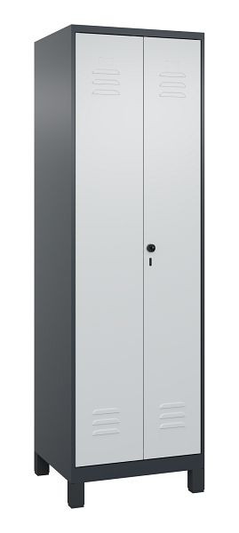 C+P Umkleidespind Classic PLUS, Doppel-Spind, Füße, 2 Abteile, 1950x600x500mm, 7016/7035, Drehriegel, 080012-20P S10001