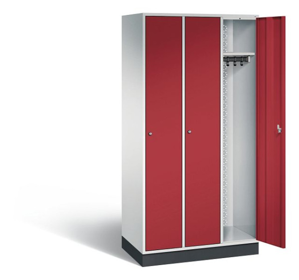 C+P Garderobenschrank Intro, H1950xB920xT490mm, Farbe: Lichtgrau / Rubinrot, 8170-301 S10028