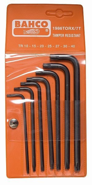 Bahco Winkelschraubendreher-Satz, 8-teilig, Torx mit Stift (TR), lang, 1986TORX/7T
