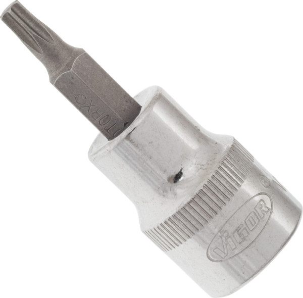 VIGOR TORX Schraubendreher-Einsatz, Vierkant hohl 10 mm (3/8 Zoll), Innen TORX Profil, T20, Länge: 49 mm, für Handbetätigung, V2302N