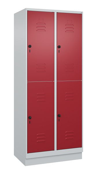 C+P Doppelstöckiger Spind Classic PLUS, Sockel, 2 Abteile, 1950x800x500mm, 7035/3003, 080320-22 S10001
