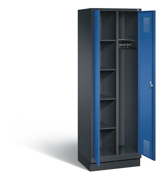 C+P Putzmittel-Spind Evolo, H1800xB610xT500mm, Farbe: Schwarzgrau / Enzianblau, 48160-20 S10102