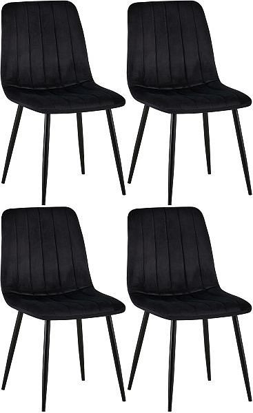 CLP 4er Set Stühle Dijon Samt, schwarz, 320558, 4251756475765