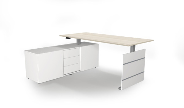 Kerkmann Komplettarbeitsplatz Move 3 tube elektrisch höhenverstellbar, B x 1800 x T 800 x H 740 mm, Ausführung links, Ahorn, 102362.1