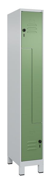 C+P Z-Spind Classic PLUS, C Z-Spind, Classic PLUS, Füße, 2 Abteile, 1950x300x500mm, 7035/6011, Drehriegel, 080013-102 S10006