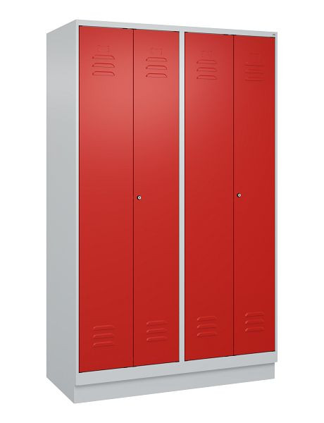 C+P Umkleidespind Classic PLUS SW, Sockel, 4 Abteile, 1950x1200x500mm, 7035/3020, Zylinderschlösser, 080022-40 S10017