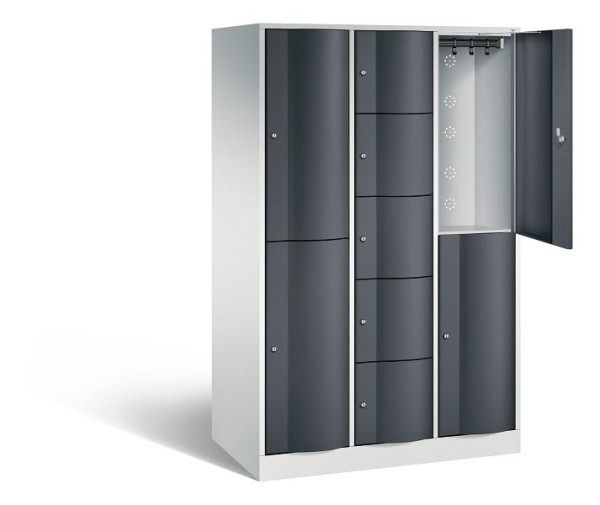 C+P Kombi-Schließfachschrank Resisto, H1950xB1148xT640mm, Farbe: Lichtgrau / Schwarzgrau, 8070-3730 S10019