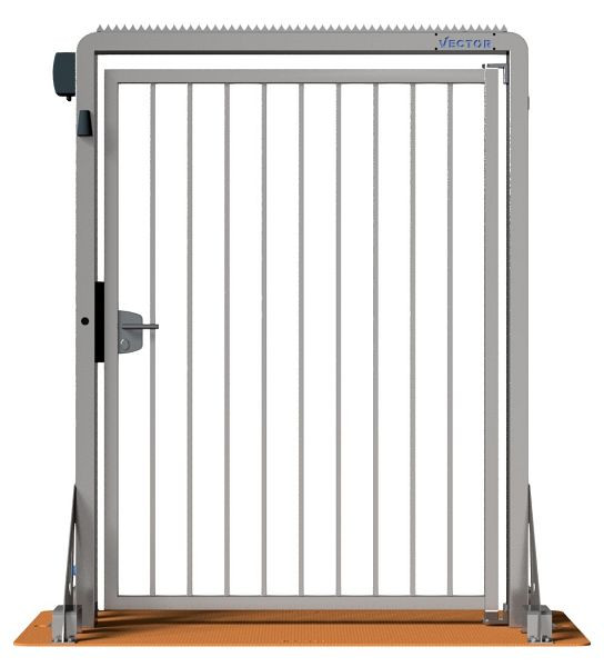 SCHAKE-VECTOR Mobile Tür V-Door-Steelplate, verzinkt, ohne Zutrittskontrolle, ohne Zaunanbindung, auf Stahlplatte montiert, mit Klinke, VPDO22VOO0130