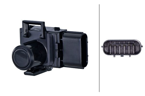 HELLA Sensor, Einparkhilfe, 6-polig, gesteckt, lackierbar, 6PX 358 141-951