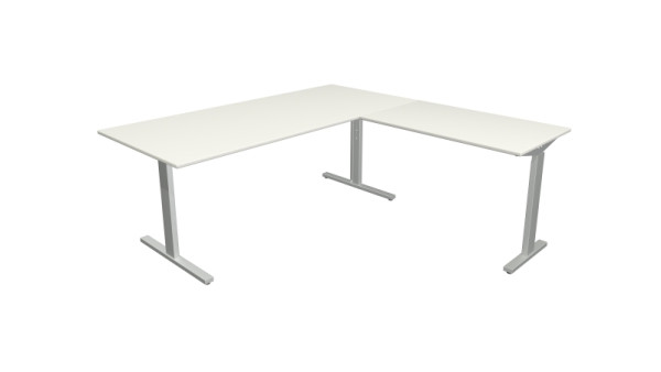 Kerkmann Winkelarbeitsplatz Form 2, Schreibtisch B 1800 x T 800 x H 700-820 mm, Anbautisch 1000 x 600 x 700-820 mm, weiß, 11023110