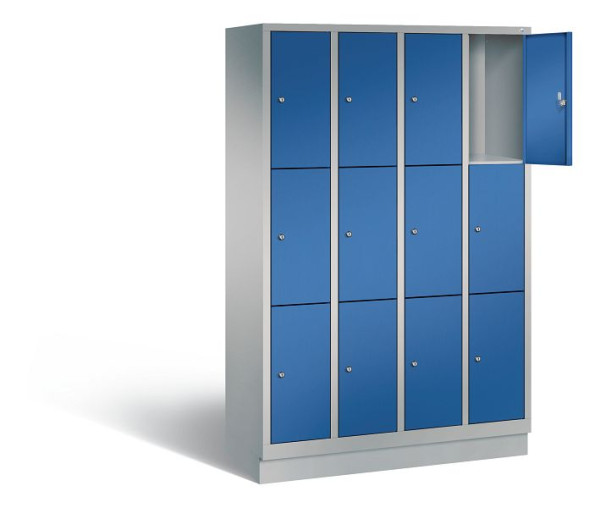 C+P Schließfachschrank Evolo, H1800xB1190xT500mm, Farbe: Weißaluminium / Enzianblau, 48020-403 S10233
