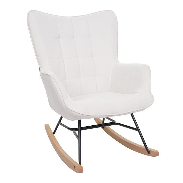 Mendler Schaukelstuhl HWC-K36, Schwingstuhl Relaxsessel Fernsehsessel, Stoff/Textil ÖKO-TEX, creme-beige, 89755