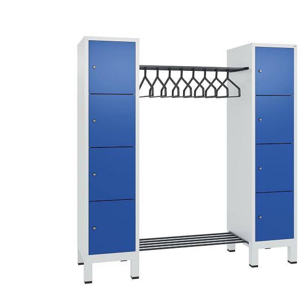 C+P Garderobe Evolo, 8 Fächer, H1850xB1790xT500 mm, Lichtgrau/Enzianblau, 48408-02 S10028