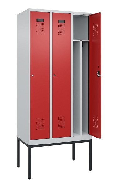 C+P Spind Evolo PLUS, Gestell, 3 Abteile, 2120x900x500mm, 7035/3020, Verschluss Zylinderschloss, 0490307-30F S10032