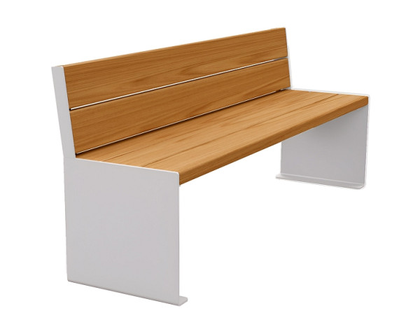 Procity Sitzbank Kube, 1800 mm, Mit Rückenlehne Stahl & Holz Ohne Armlehnen, helle Eiche/RAL 7044, 306384.7044.CHEC