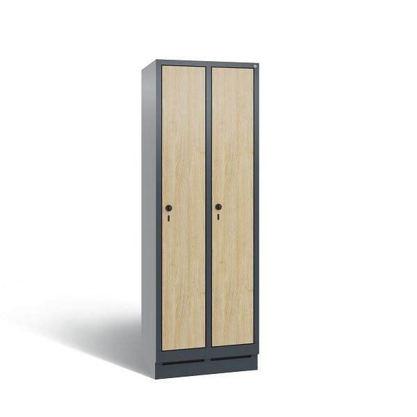 C+P Spind Evolo, 2 Abteile, H1800xB610xT500 mm, Anthrazit/HPL Eiche, 48020-20B S10052