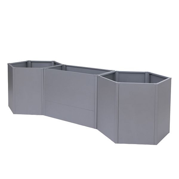 Mendler 3er-Set Hochbeet HWC-P64, Metallhochbeet Gemüse-/Pflanzbeet Blumenkasten Pflanzkübel Stahl 77x286x88cm, grau, 2x119458+119461