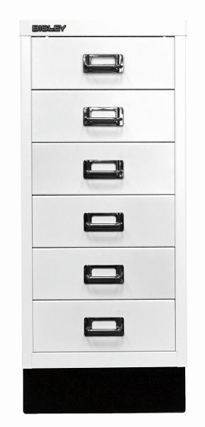 Bisley MultiDrawer, 29er Serie mit Sockel, DIN A4, 6 Schubladen, verkehrsweiß, L296S696