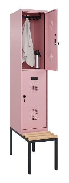 C+P Doppelstock-Spind Evolo PLUS, Bank, 2 Fächer, 2120x400x815mm, 3015/3015, Drehriegel, Sitzfläche Buche-Hartholz, Sitzbank, 0493507-12 S10024