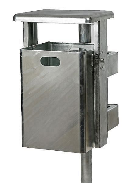 Renner Rechteck-Abfallbehälter ca. 40 L, geeignet zur Wand- und Pfostenbefestigung, feuerverzinkt, komplett pulverbeschichtet, moosgrün, 7083-50PV 6005