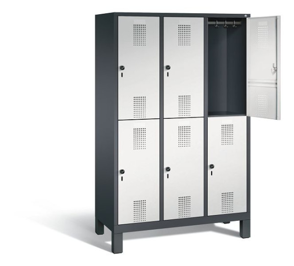 C+P Spind doppelstöckig Evolo, H1850xB1200xT500mm, Farbe: Schwarzgrau / Lichtgrau, 48310-32 S10009