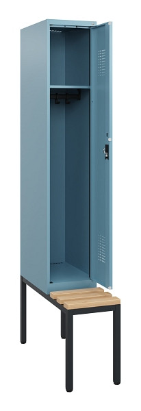 C+P Spind Evolo PLUS, 1 Abteil, 1950x300x815mm, 0010/0010, Zylinderschloss, Sitzfläche Holz, Sitzbank, 0490505-10 S10048