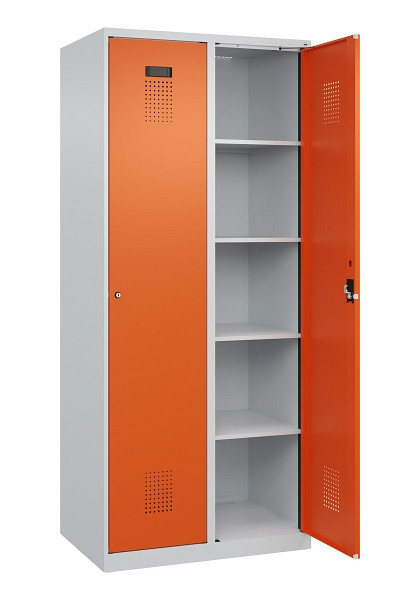 C+P Wäsche-Spind Evolo PLUS, 2 Abteile, 1850x800x500mm, 7035/2004, Verschluss Zylinderschloss, Ablageböden 8, 049000-22B S10029