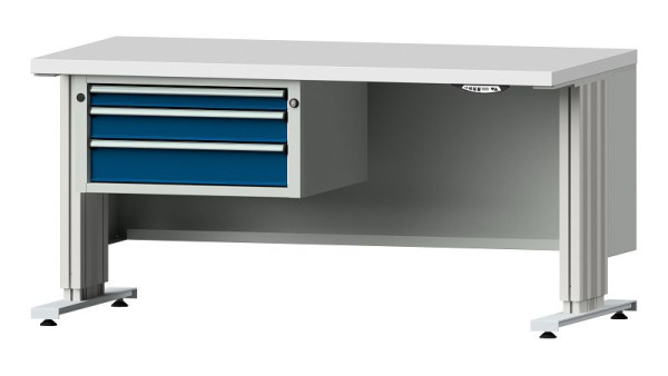 ANKE Werkbänke Arbeitstisch LIFT mit Unterbau, Modell 502 VL, 1500 x 800 x 740-1140 mm, RAL 7035/5010, KSP 40 mm, 405.241