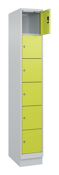 C+P Schließfachschrank Evolo PLUS, mit Sockel, 6 Fächer, 1950x300x500mm, 7035/00, Frontfarbe 1108060 RDS Clowngrün, 049020-106 S10015