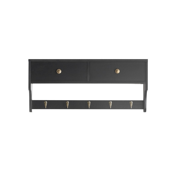 SoBuy Wandgarderobe mit einem Regal Schwarz 60x14x27 cm, Modern, FRG178-SCH