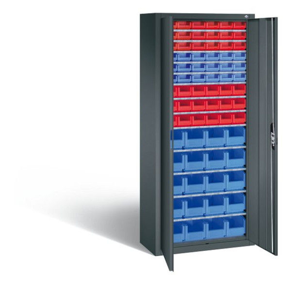 C+P Magazinschrank Serie 13, H1690xB700xT300mm, Farbe: Anthrazitgrau, Muldengriff, 133413-27 S10099