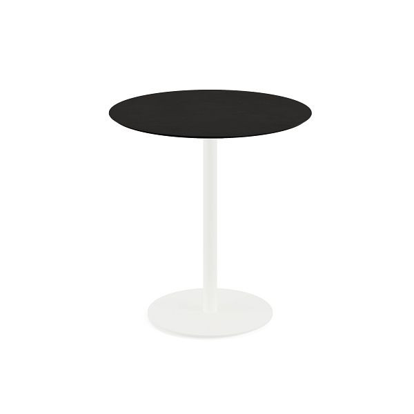 Feros Urban Terrassentisch Weiß frame + Schwarz HPL Tischplatte Ø70 cm, 130021070
