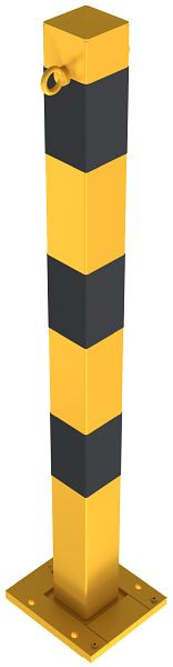 Schake Absperrpfosten Stahlrohr Ø 70 x 70 mm lösbar, abnehmbar gelb / schwarz, mit 2 Ösen, 470APBG+2