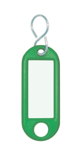 Eichner Schlüsselanhänger aus Kunststoff mit S-Haken, inkl. Beschriftungsetikett, Farbe: Grün, VE: 1 Pack à 100 Stück, 9219-01384-030