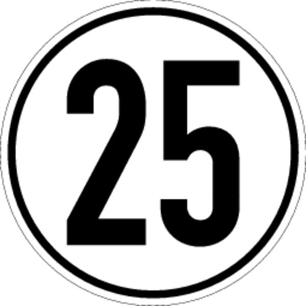 Schilder Klar Geschwindigkeitsschild mit Kilometerangabe 25 km/h, 200 mm Folie selbstklebend, 550/62